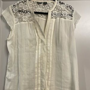 EUC Eddie Bauer Lace Gauze Blouse Sz XL